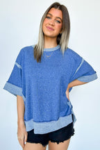 Klaire Contrast Trim Relaxed Drop Shoulder Top - FINAL SALE - Madison and Mallory