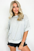 Klaire Contrast Trim Relaxed Drop Shoulder Top - FINAL SALE - Madison and Mallory
