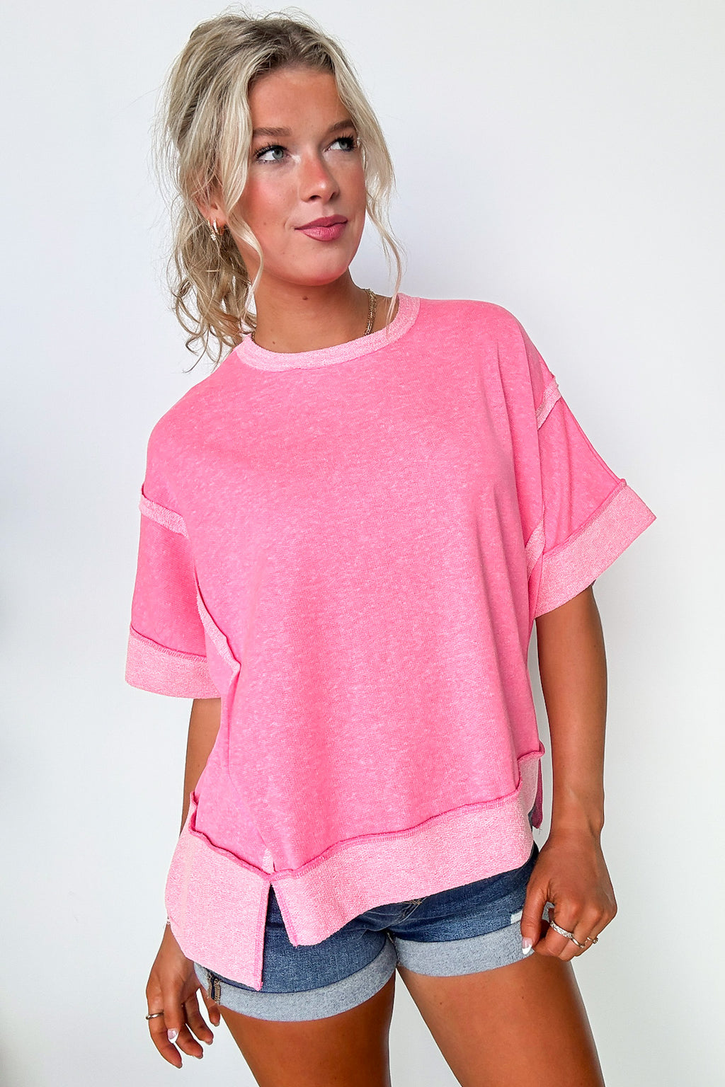 Klaire Contrast Trim Relaxed Drop Shoulder Top - FINAL SALE - Madison and Mallory