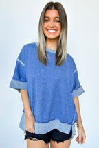 Klaire Contrast Trim Relaxed Drop Shoulder Top - FINAL SALE - Madison and Mallory