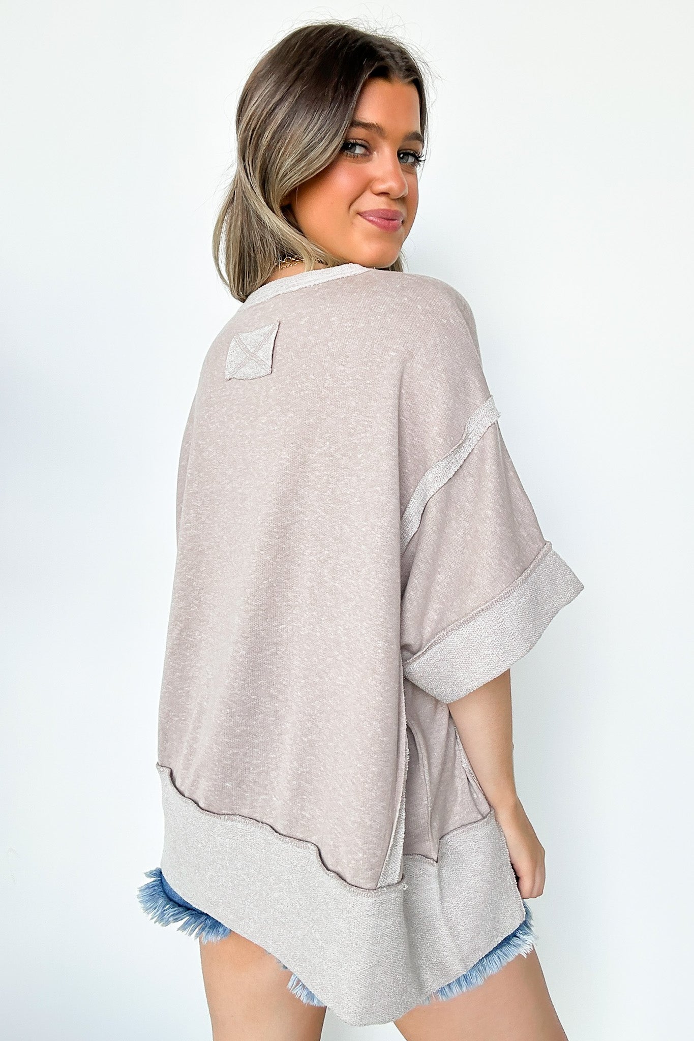 Klaire Contrast Trim Relaxed Drop Shoulder Top - FINAL SALE - Madison and Mallory