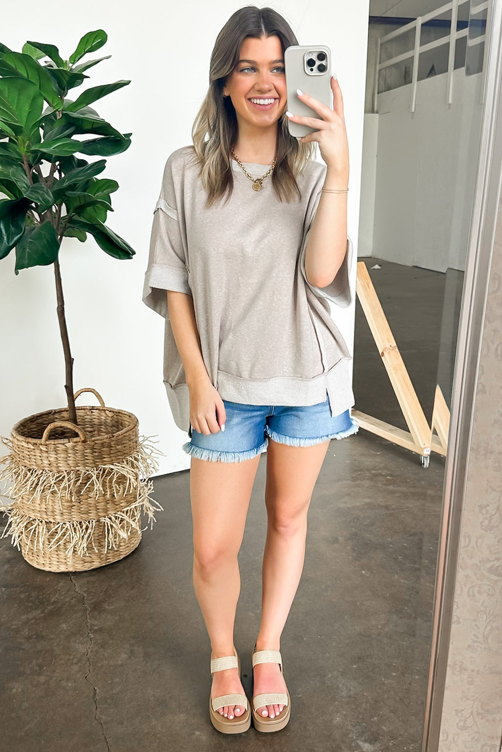 Klaire Contrast Trim Relaxed Drop Shoulder Top - FINAL SALE - Madison and Mallory