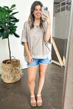 Klaire Contrast Trim Relaxed Drop Shoulder Top - FINAL SALE - Madison and Mallory