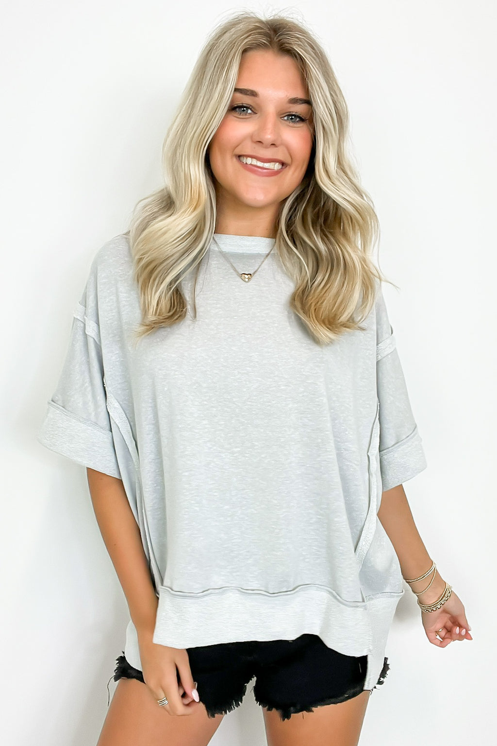 Klaire Contrast Trim Relaxed Drop Shoulder Top - FINAL SALE - Madison and Mallory