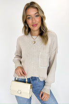 S / Oatmeal Knit Intentions Front Pocket Sweater - FINAL SALE - Madison and Mallory