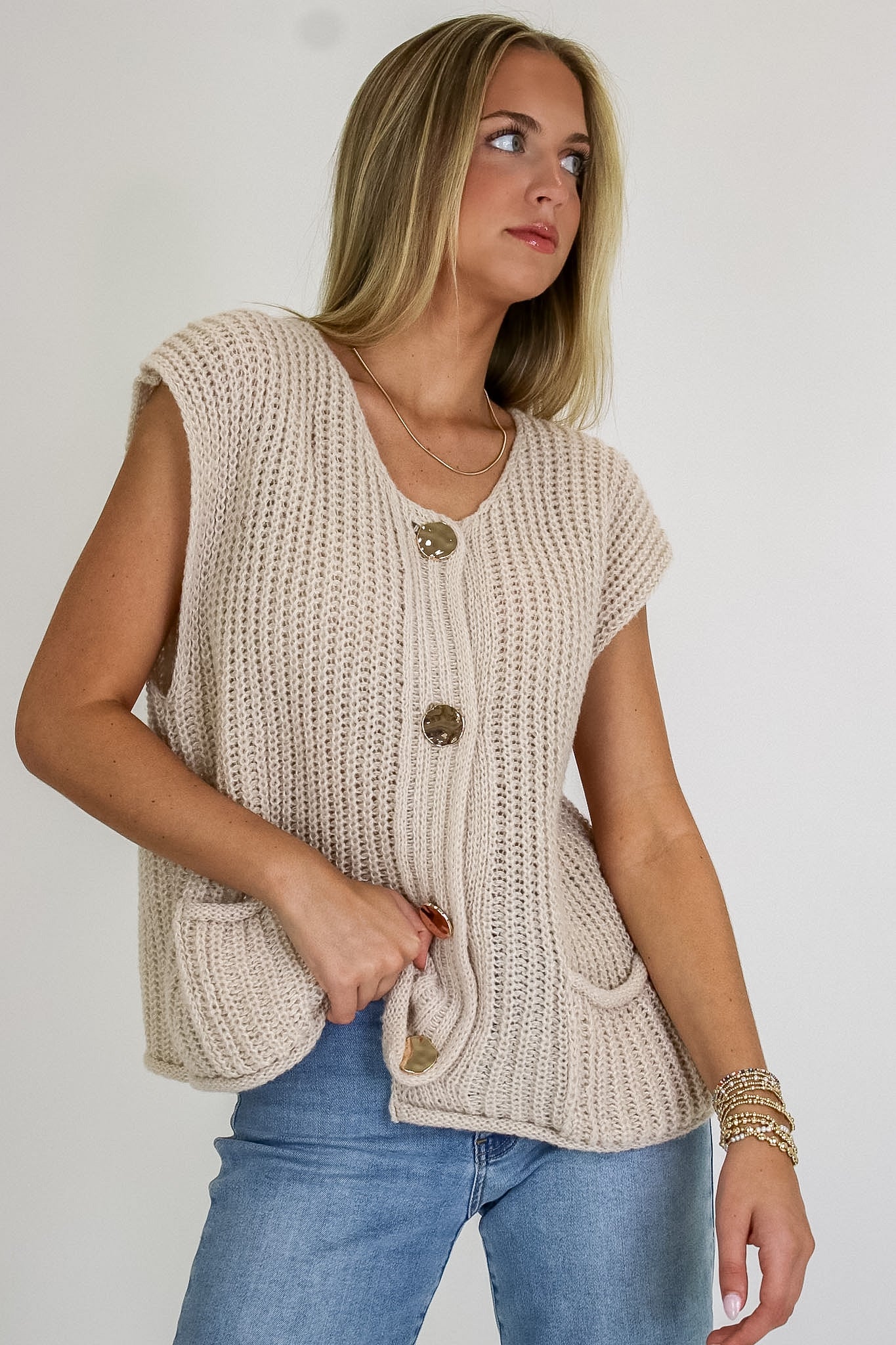 Classic Charm Button Down Sweater Vest