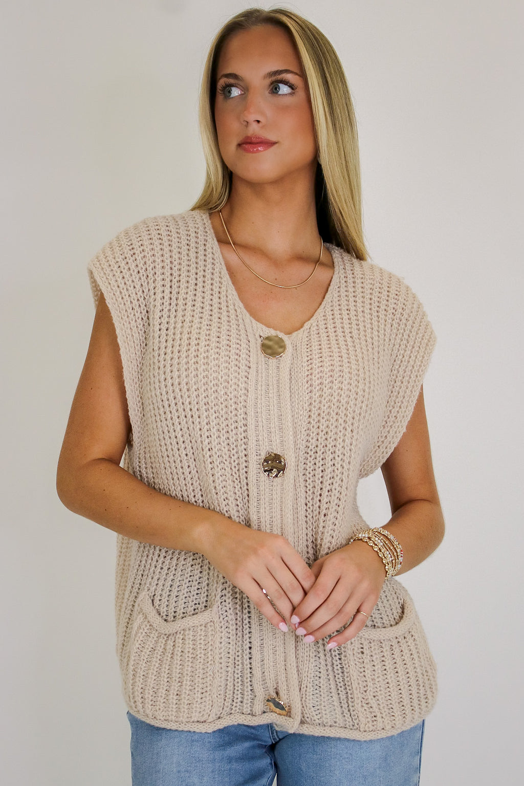 Classic Charm Button-Front Sweater Vest