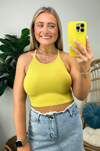 Dijon / SM Knock Out Ribbed Halter Top - FINAL SALE - Madison and Mallory