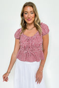 Red / S Knot Your Gingham Bow Front Top - FINAL SALE - Madison and Mallory