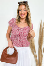 Knot Your Gingham Bow Front Top - FINAL SALE - Madison and Mallory