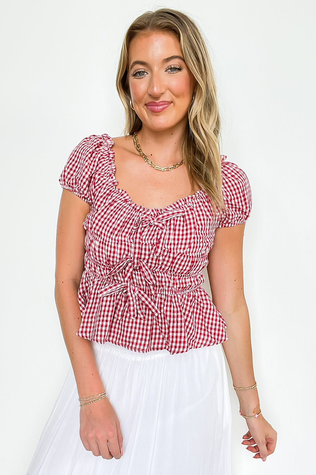 Knot Your Gingham Bow Front Top - FINAL SALE - Madison and Mallory