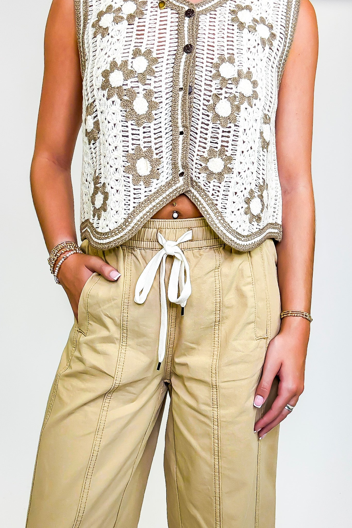 Knotline Tie Waist Elastic Pants - Madison and Mallory