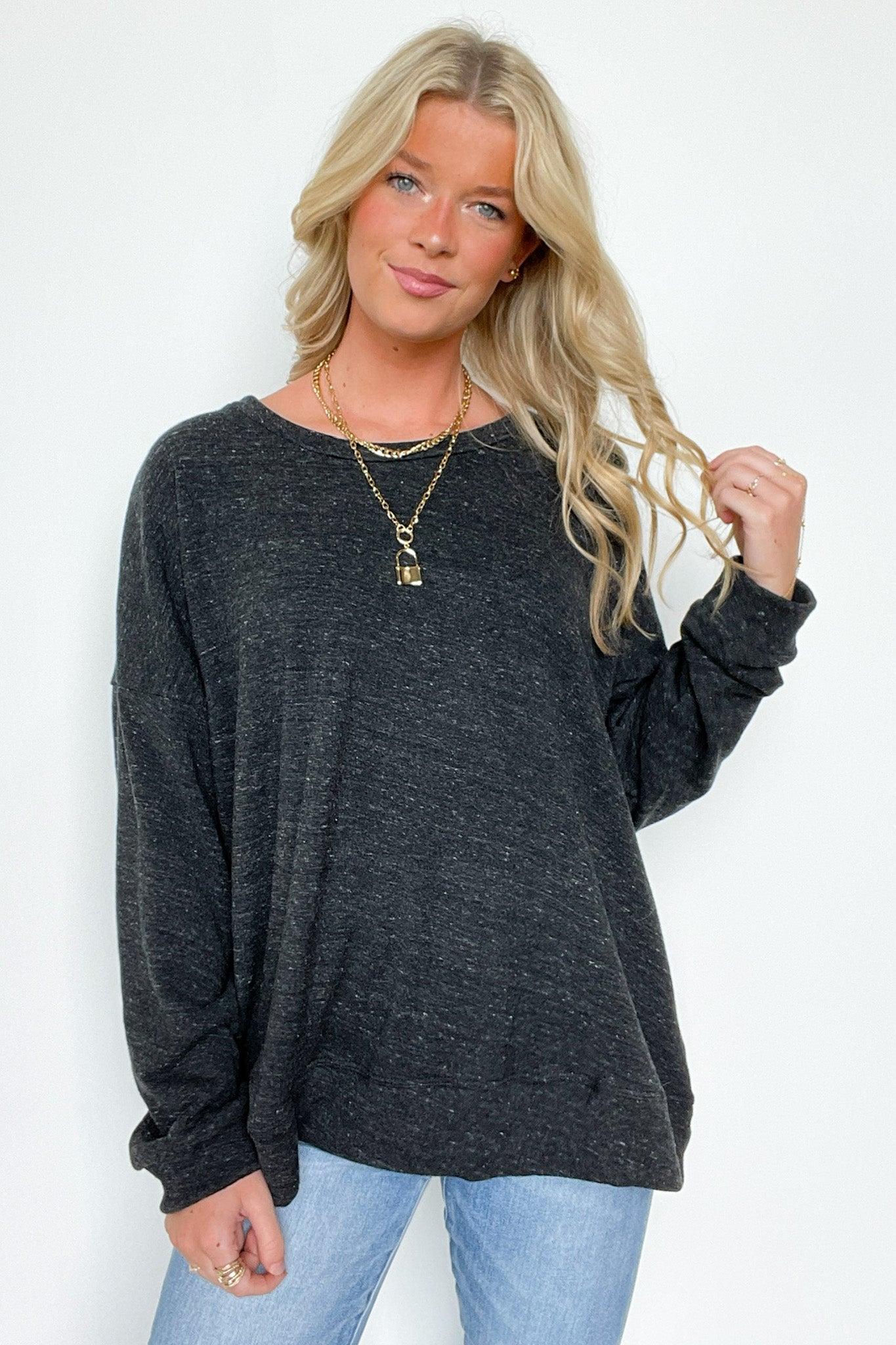  Korina Heathered Knit Oversized Sweatshirt - BACK IN STOCK - Madison and Mallory