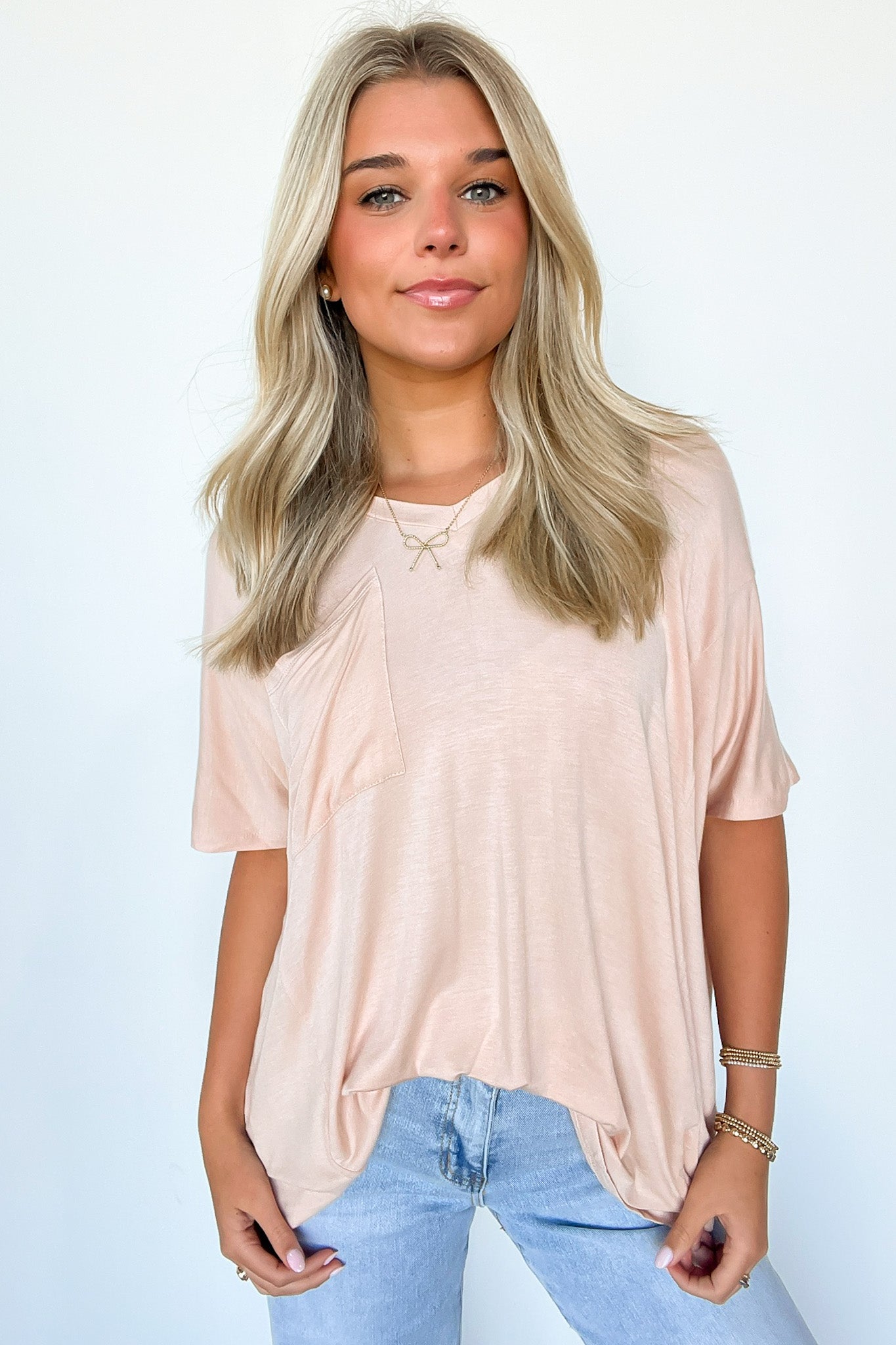 Krystle V-Neck Front Pocket Top - Madison and Mallory