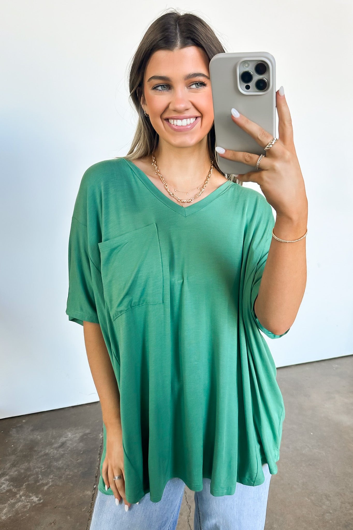 Krystle V-Neck Front Pocket Top - Madison and Mallory