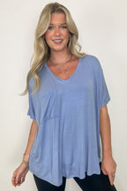 Krystle V-Neck Front Pocket Top - Madison and Mallory