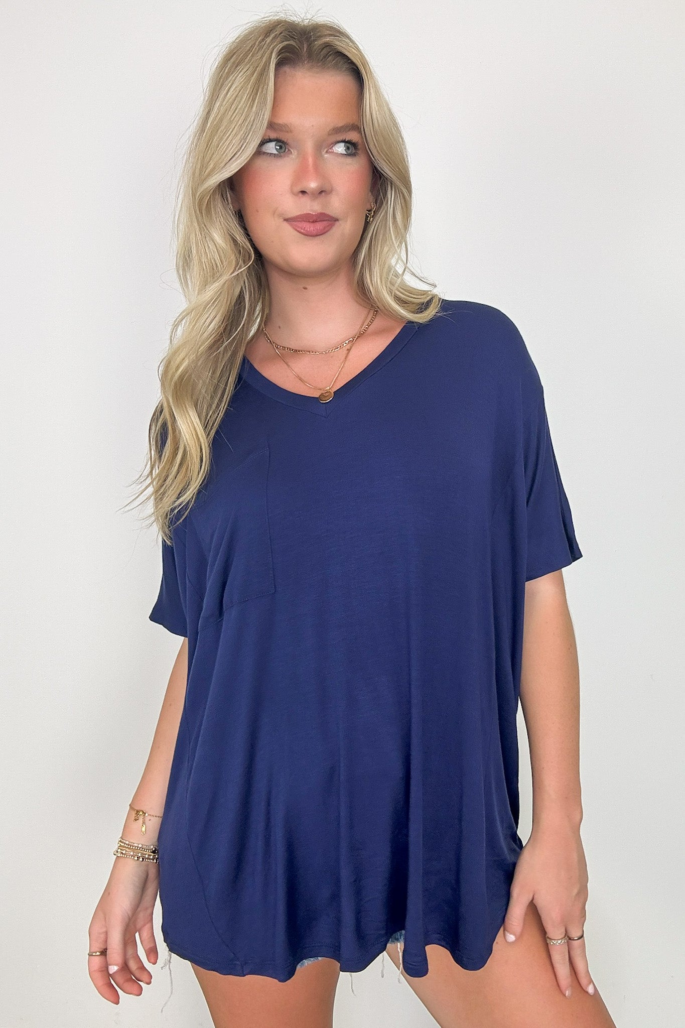 Krystle V-Neck Front Pocket Top - Madison and Mallory