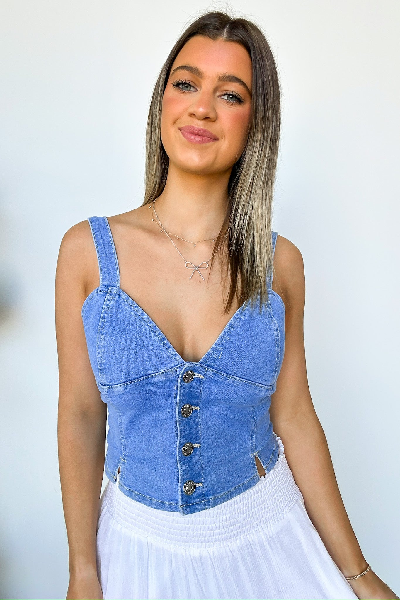  Kyra Denim Vest Tank Top - FINAL SALE - Madison and Mallory