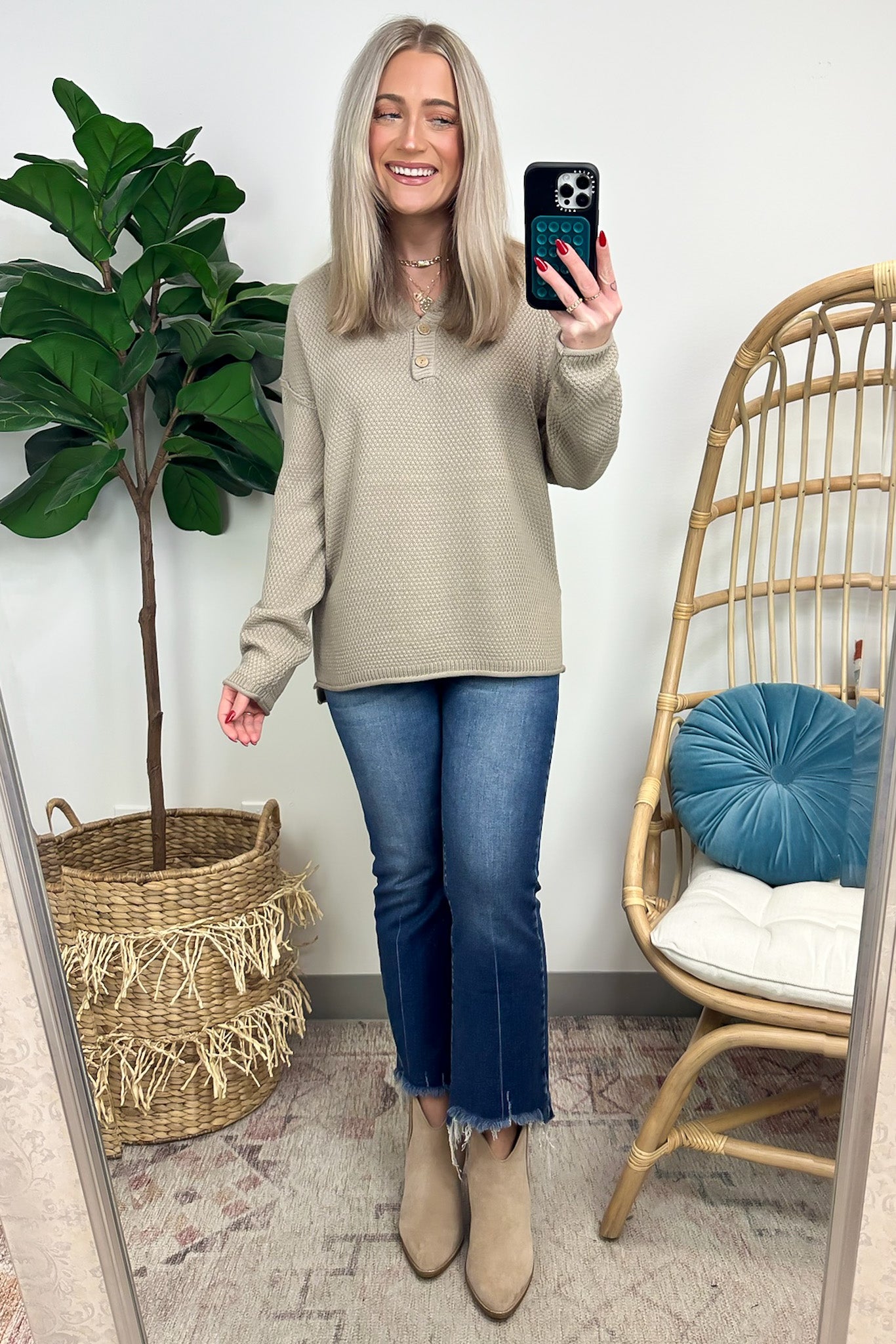  Kyrie Button Henley Knit Sweater - FINAL SALE - Madison and Mallory