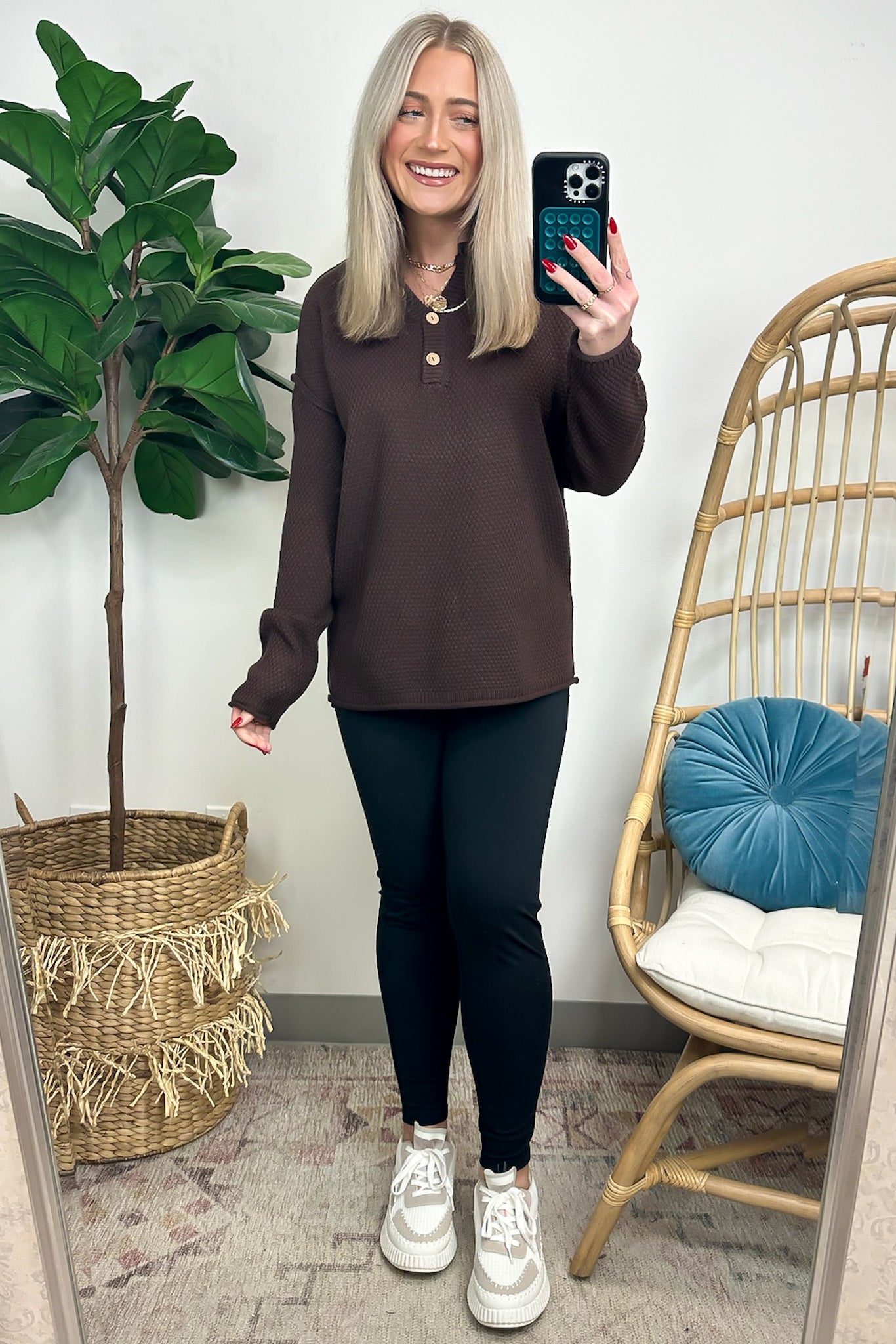 Kyrie Button Henley Knit Sweater - FINAL SALE - Madison and Mallory