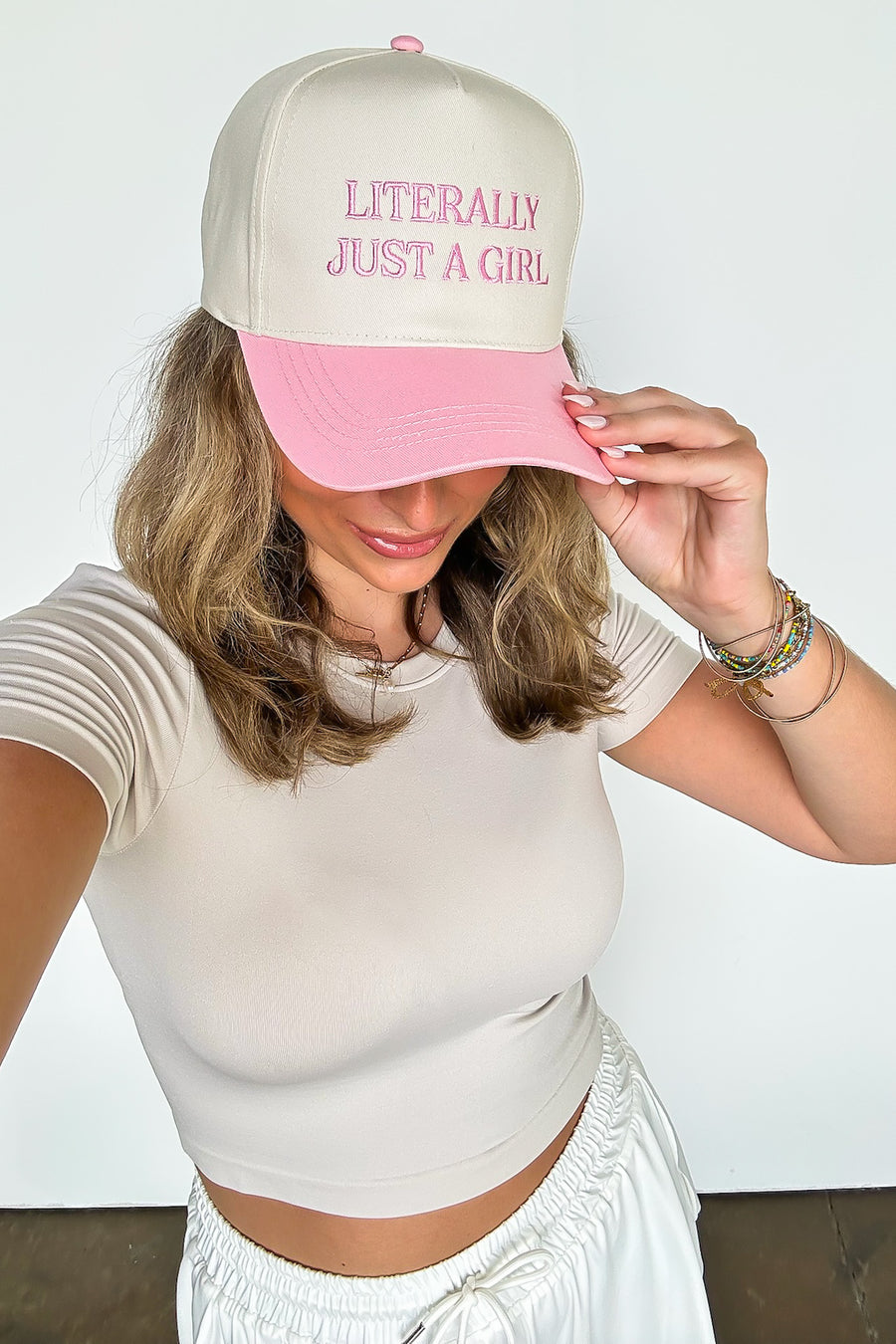 Pink LITERALLY JUST A GIRL Graphic Hat - Madison and Mallory