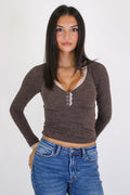 Lace Darling Henley Button Top