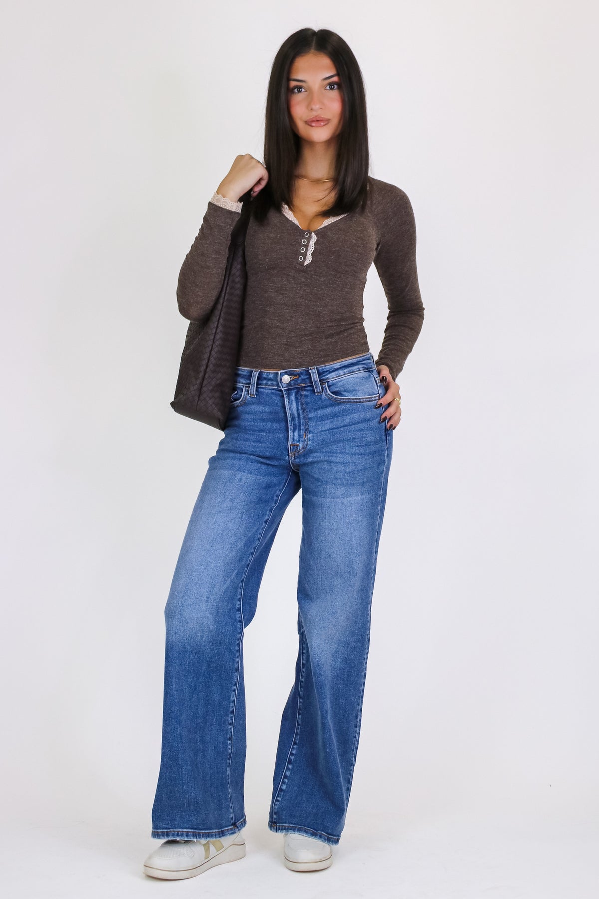 Lace Darling Henley Button Top