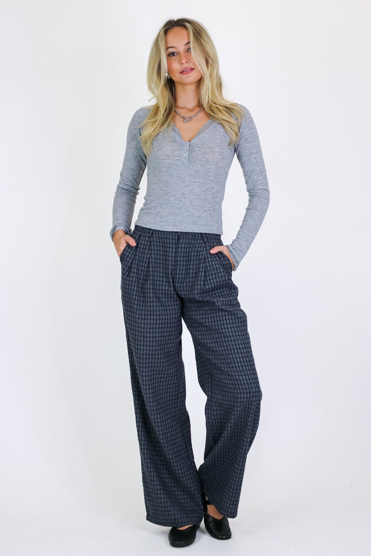 Lace Darling Henley Button Top