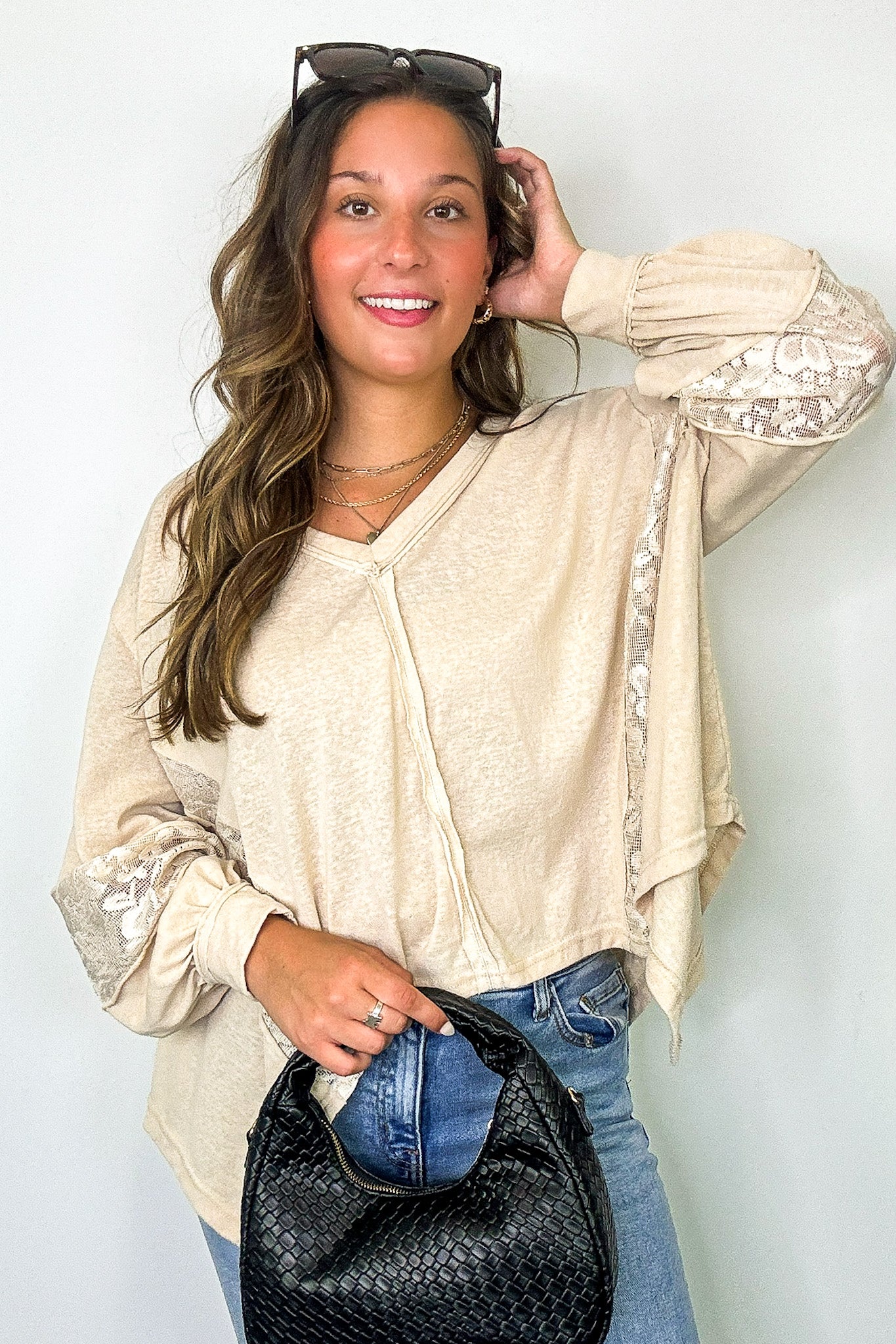 Lace Reverie V-Neck Top - Madison and Mallory