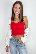 Red / S Lace Whisper Seamless Lace Bralette Top - Madison and Mallory