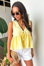 Lace Charm Trim Tie Front Top - Madison and Mallory
