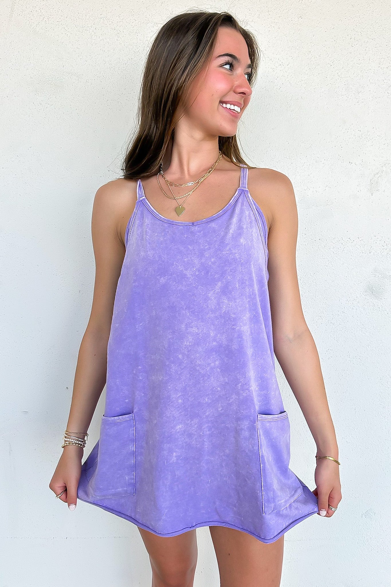 Laid-Back Luxe Acid Wash Active Romper Dress - Madison and Mallory