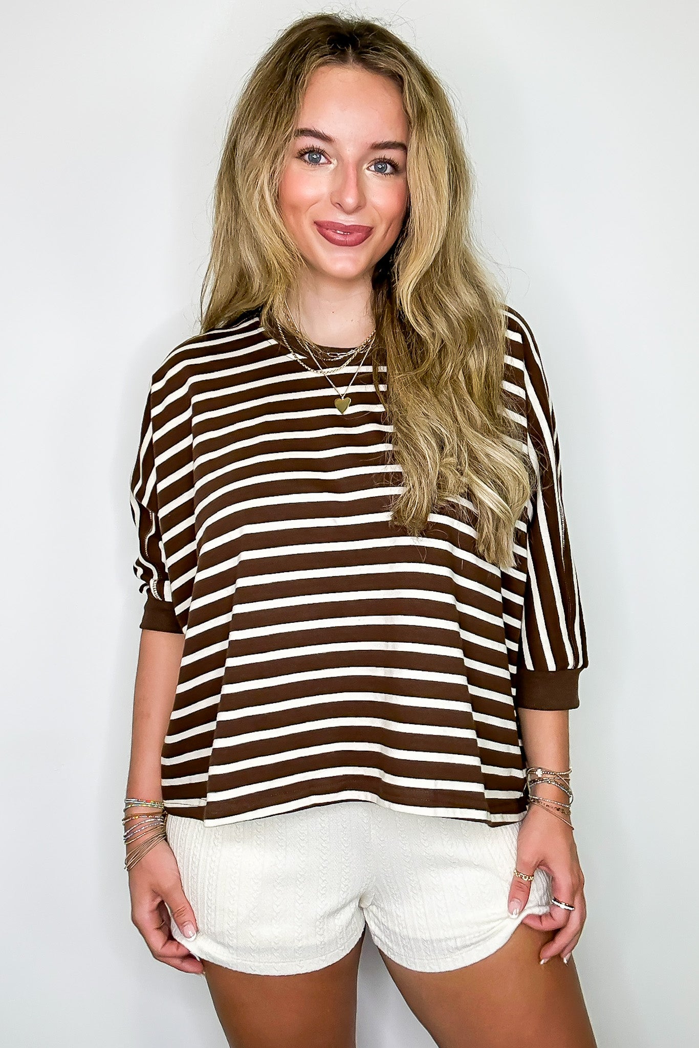 トップス MELT THE LADY line logo knit Laidback Lines Striped Boxy Knit Top · Madison + Mallory