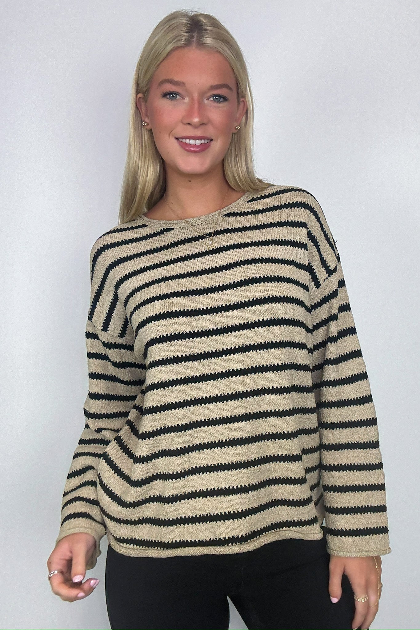  Laine Striped Knit Boatneck Sweater - Madison and Mallory