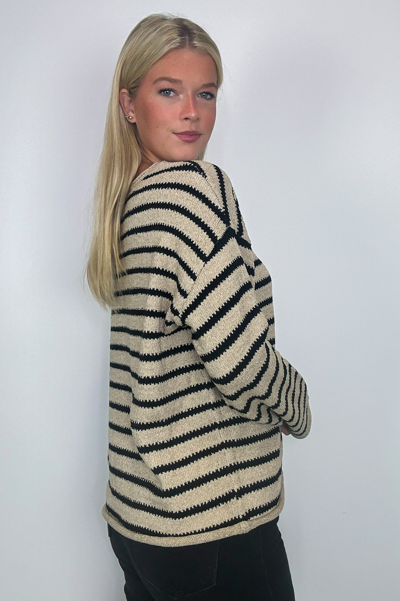  Laine Striped Knit Boatneck Sweater - Madison and Mallory