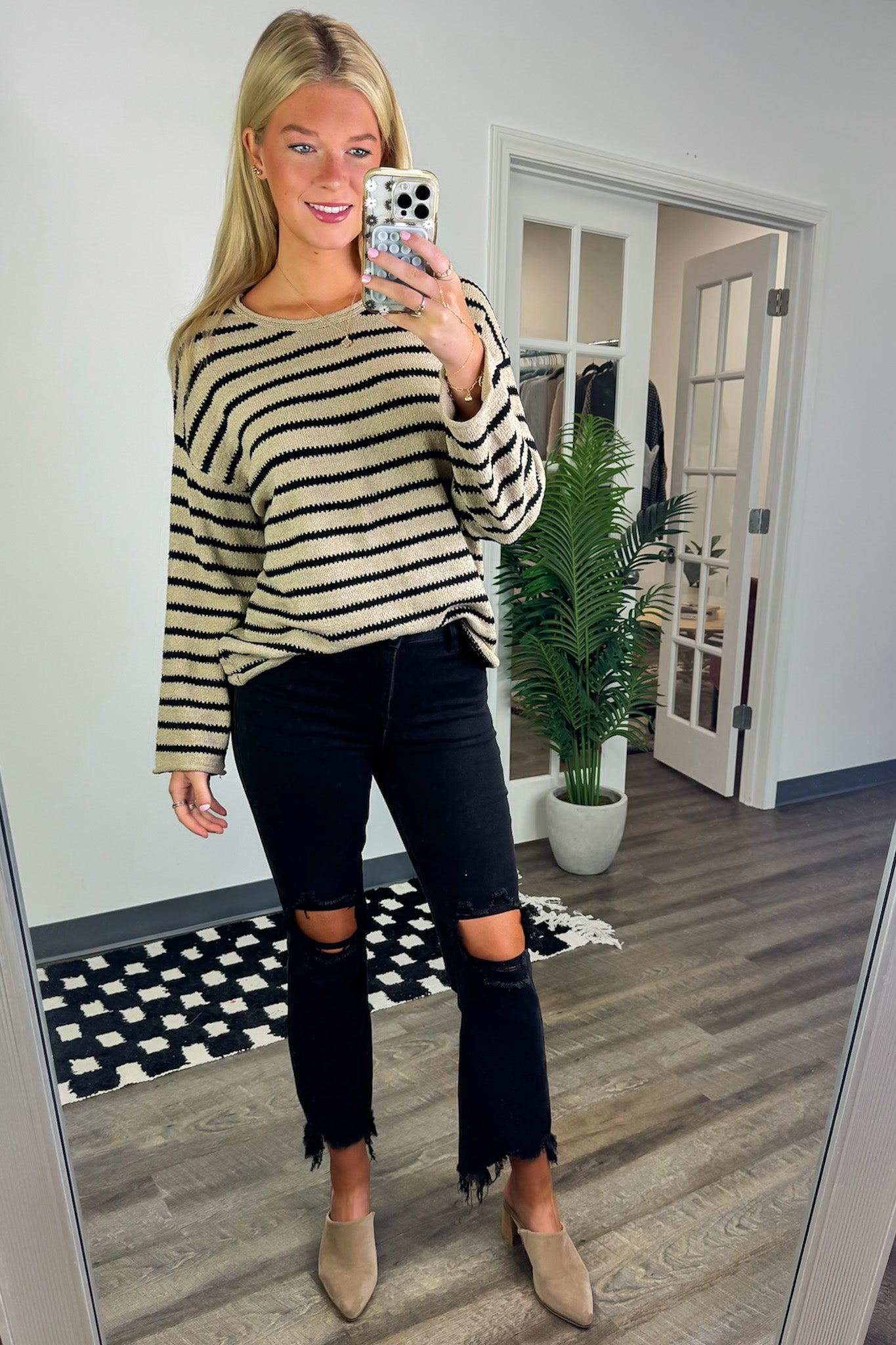  Laine Striped Knit Boatneck Sweater - Madison and Mallory