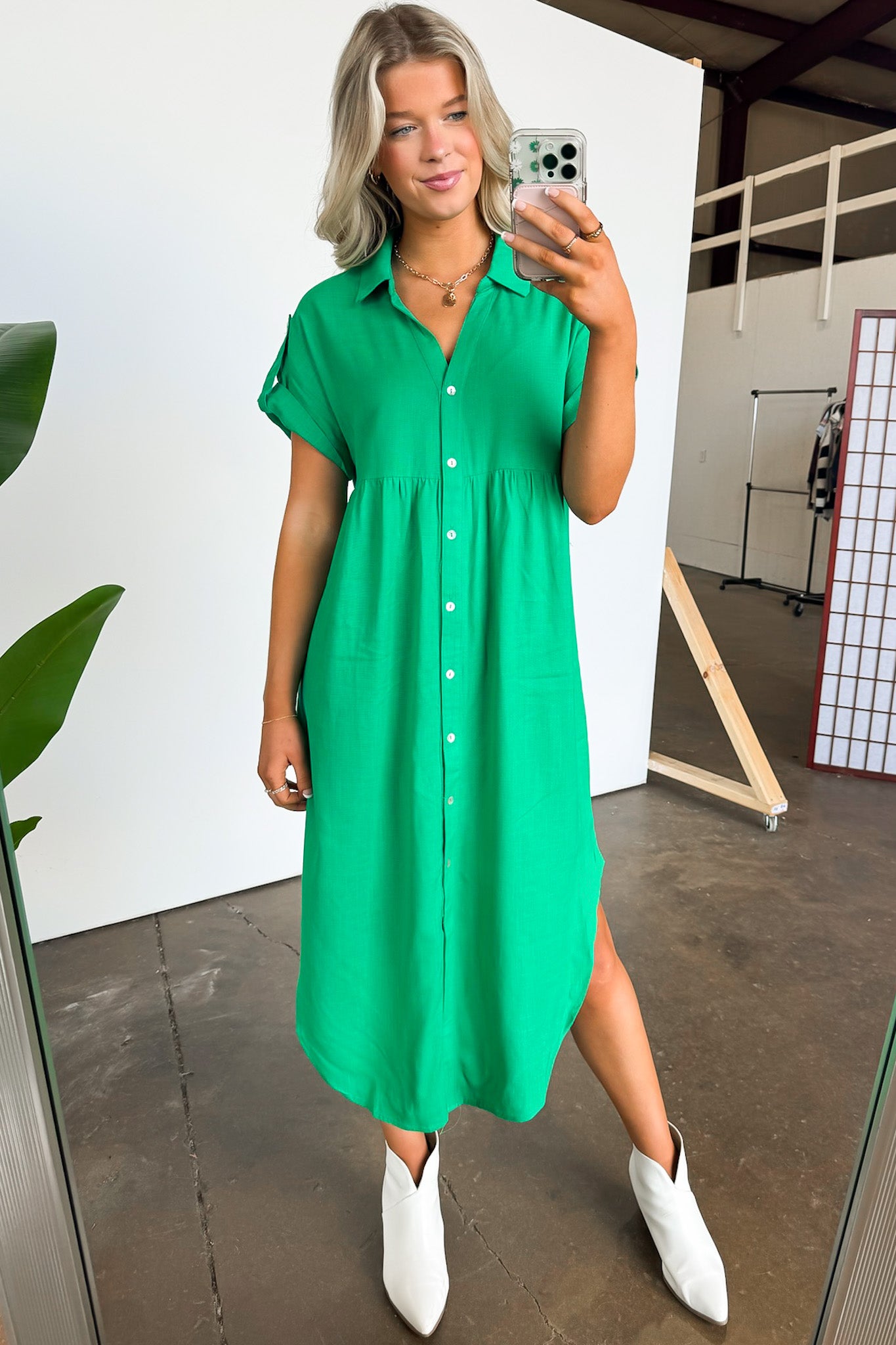  Larissah Button Down Midi Dress - Madison and Mallory