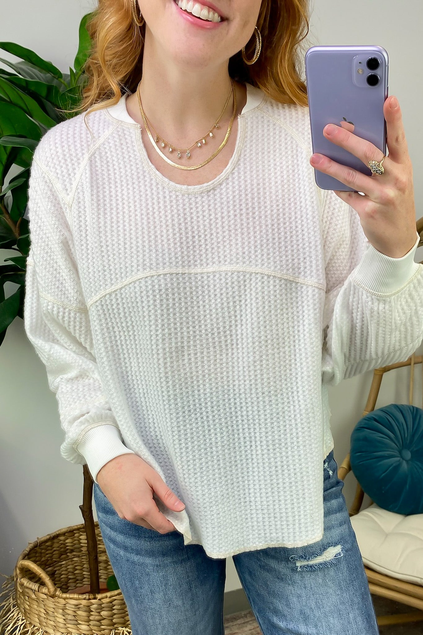  Larsyn Waffle Knit Relaxed Fit Top - FINAL SALE - Madison and Mallory