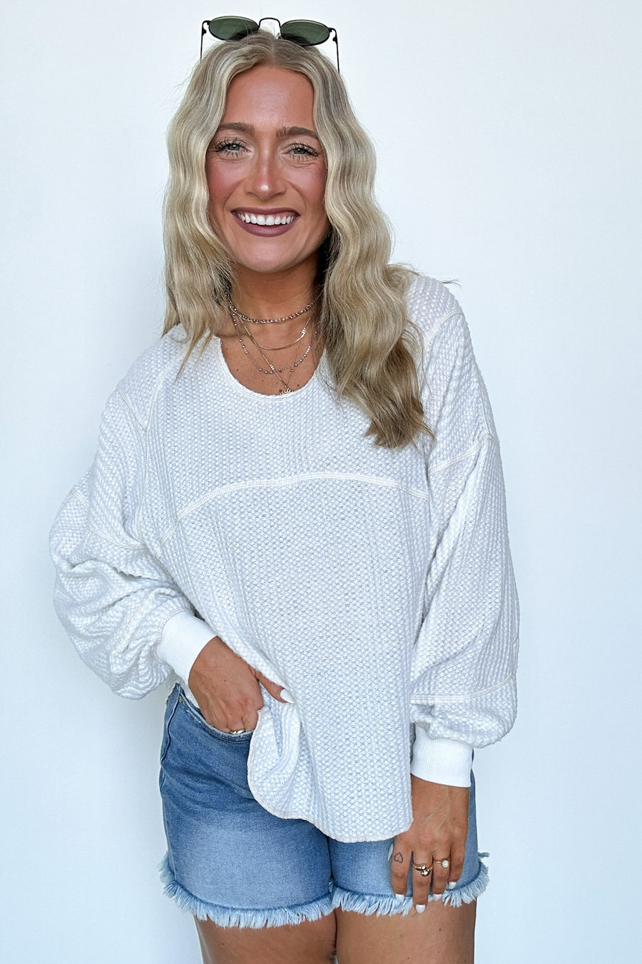  Larsyn Waffle Knit Relaxed Fit Top - Madison and Mallory