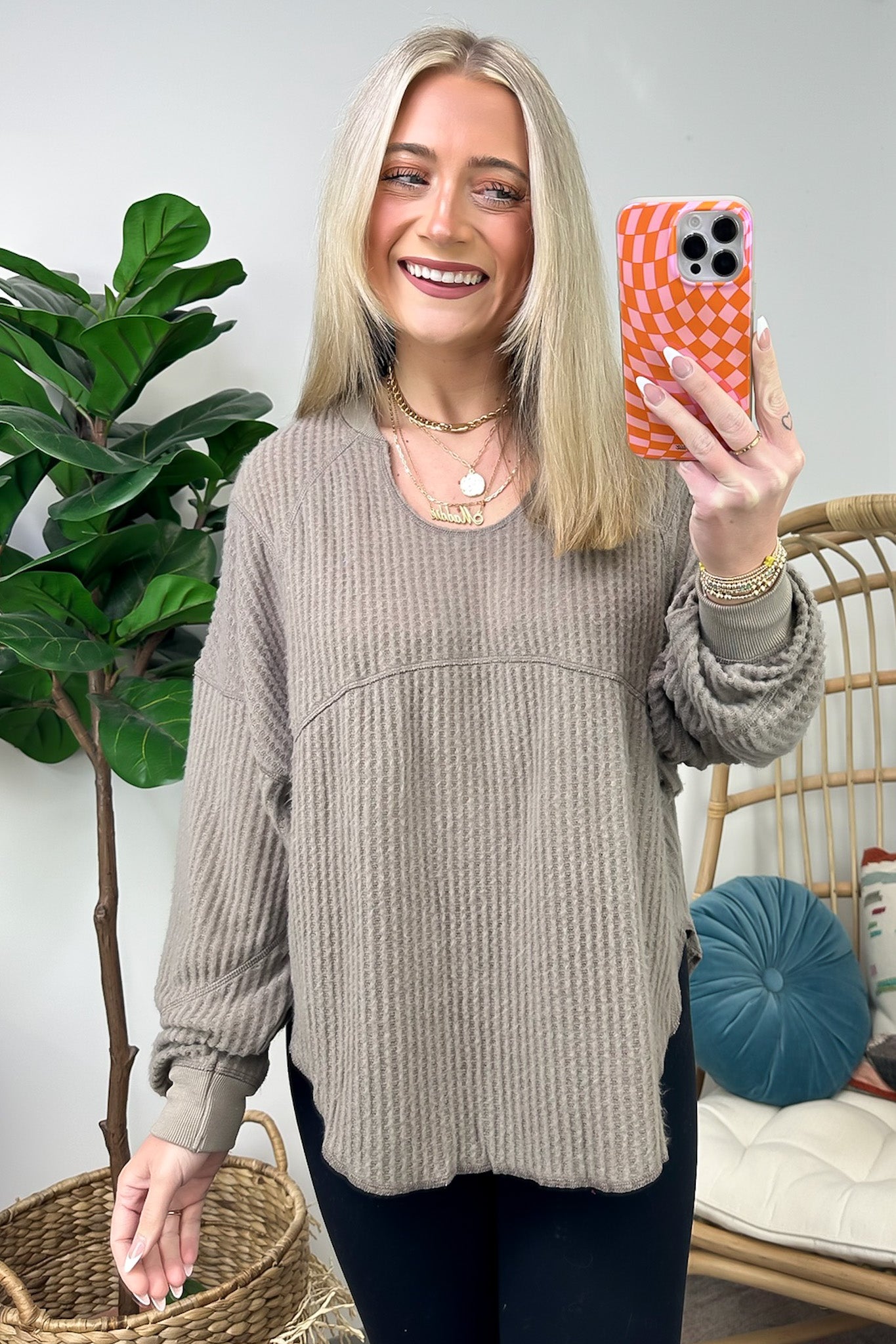  Larsyn Waffle Knit Relaxed Fit Top - FINAL SALE - Madison and Mallory