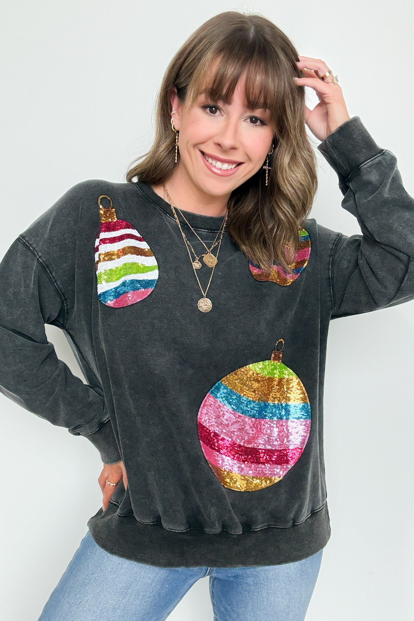  Last Christmas Sequin Ornament Pullover - Madison and Mallory