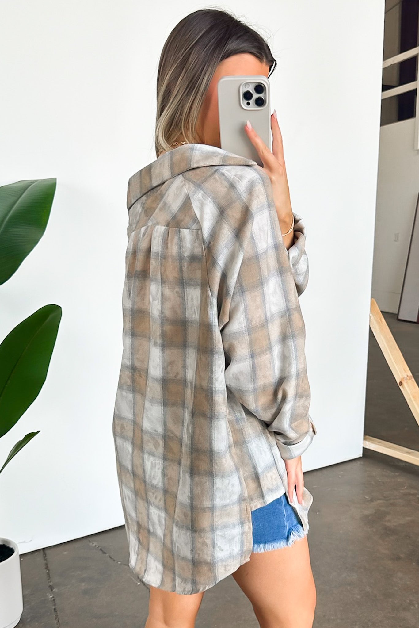  Laura Washed Plaid Flannel Button Down Top - Madison and Mallory
