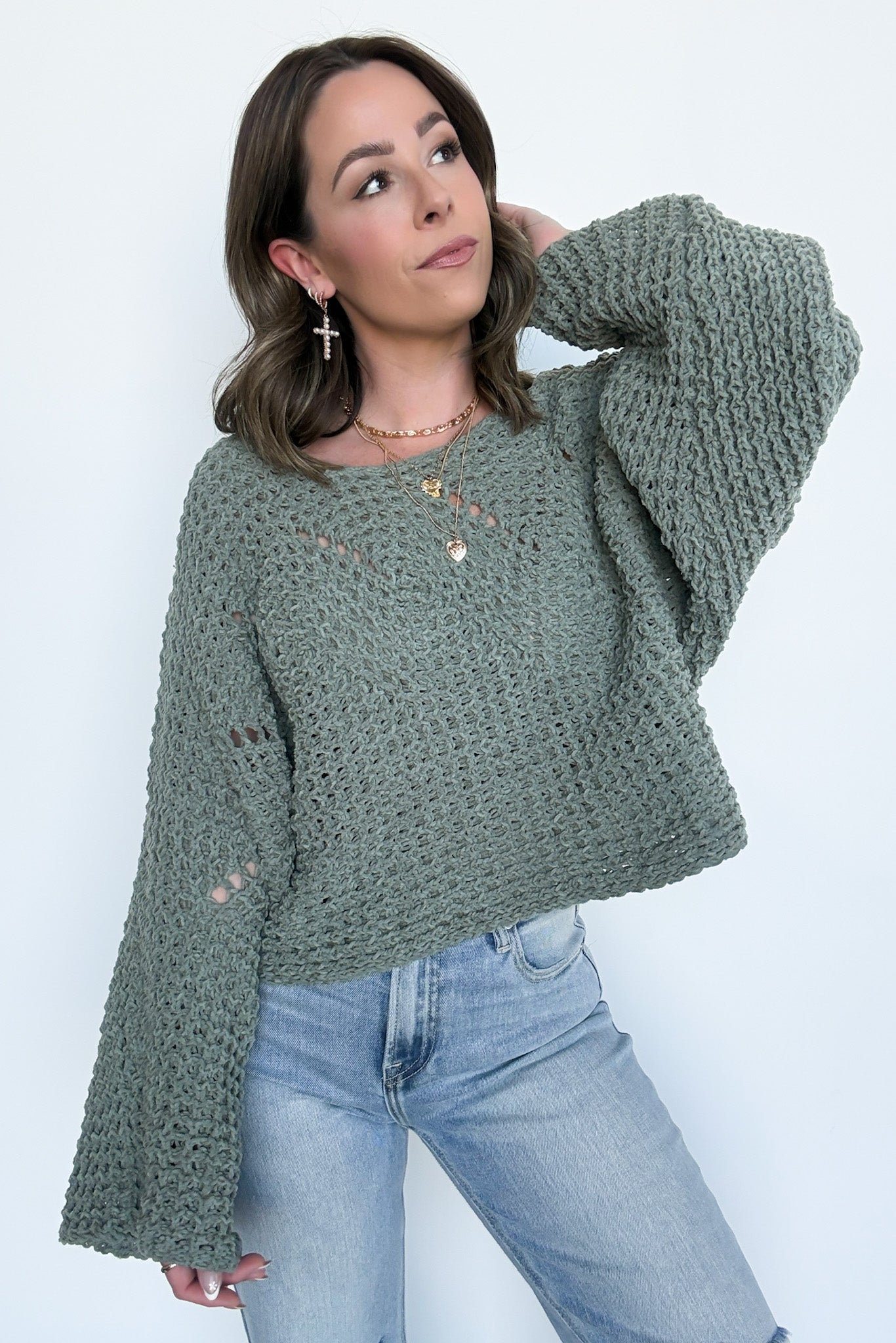  Lauren Round Neck Chenille Knit Sweater - Madison and Mallory