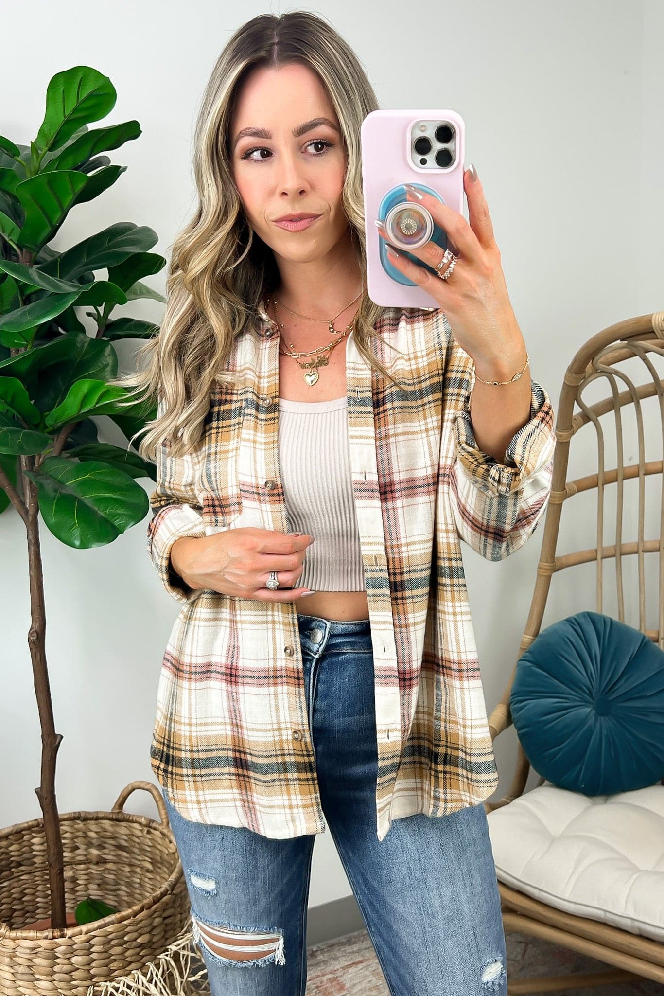 Lavera Plaid Long Sleeve Button Down Flannel Top - FINAL SALE - Madison and Mallory