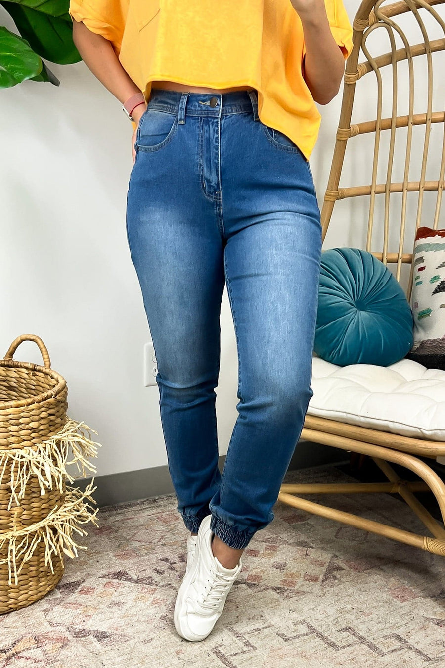 Blue / S Lavigne High Waist Jogger Jeans - Madison and Mallory