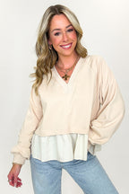 Layered Comfort Ruffled Hem Sweatshirt - FINAL SALE - Madison and Mallory