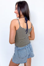 Layered Lines Halter Neckline Striped Cami Top - Madison and Mallory