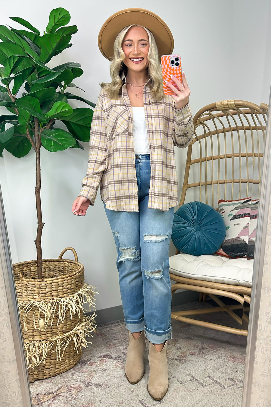  Leannah Button Down Plaid Top - FINAL SALE - Madison and Mallory