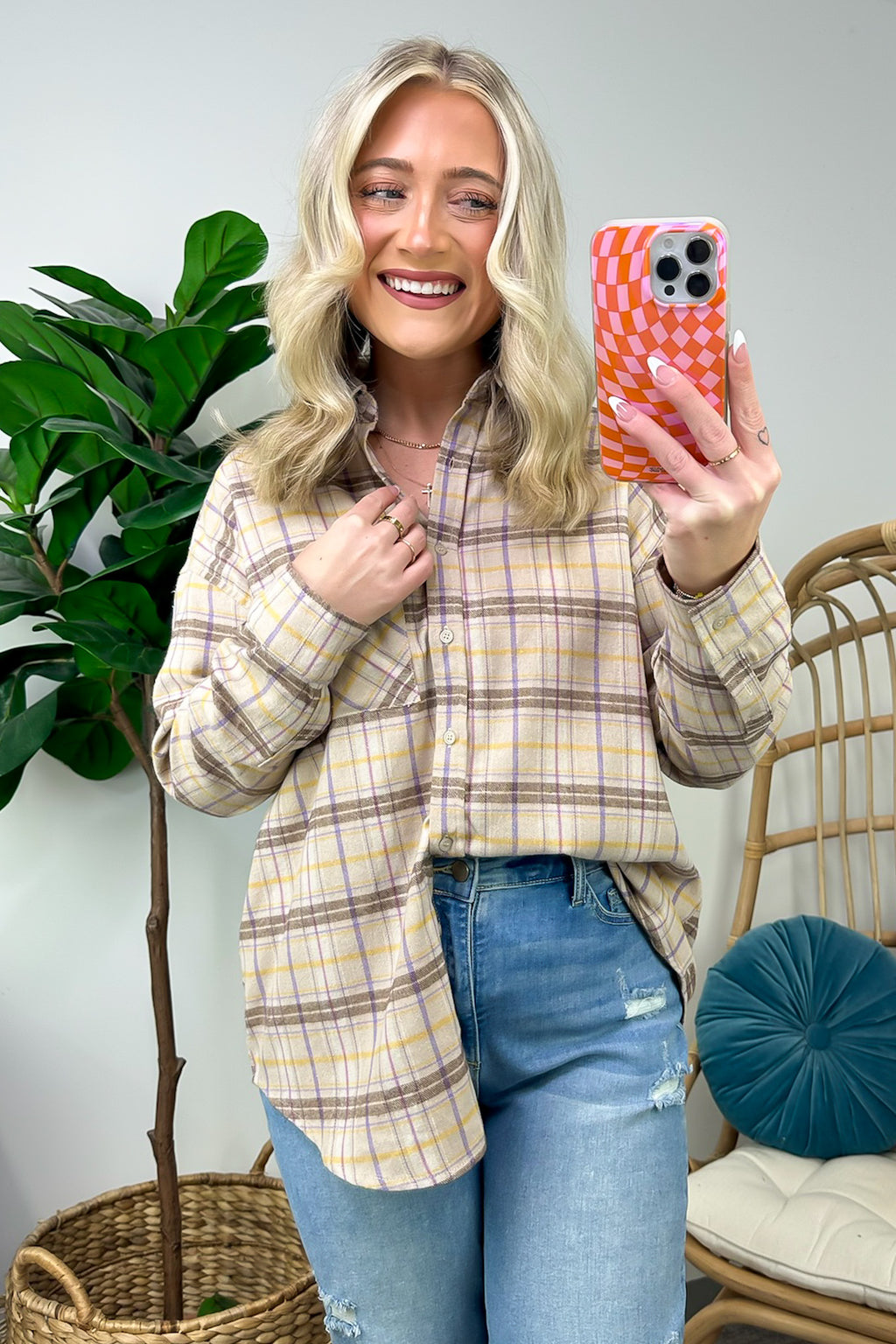  Leannah Button Down Plaid Top - FINAL SALE - Madison and Mallory