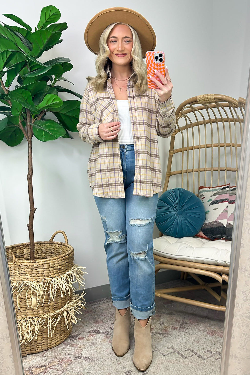  Leannah Button Down Plaid Top - FINAL SALE - Madison and Mallory